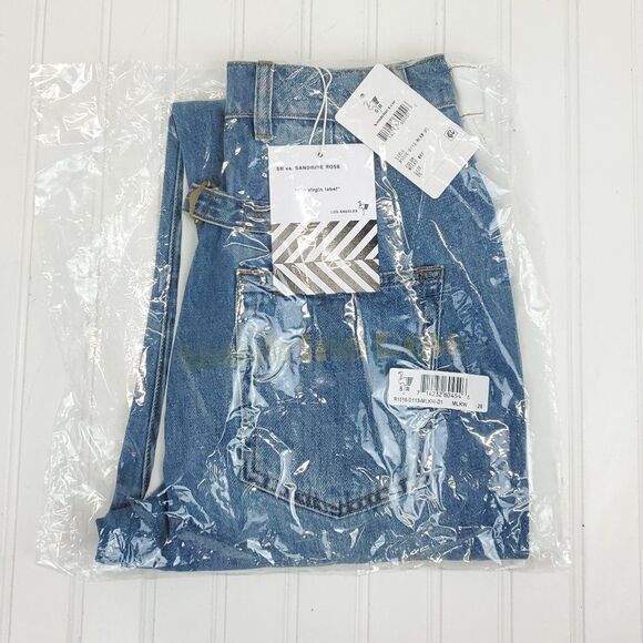 Free People x Sandrine Rose Wide Leg Color Block Retro Jeans in Milky Way - Picture 11 of 16